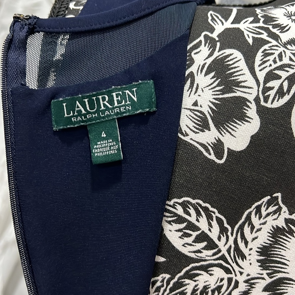 Lauren Ralph Lauren Navy Maxi Formal Gown Sleeveless Dress Size 4 - Picture 7 of 9